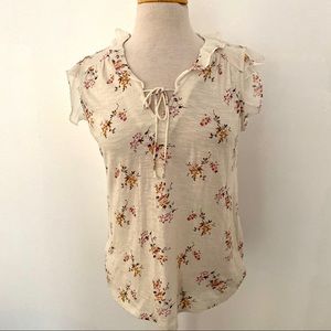 Lucky Brand | Floral Tie Front Ruffle Blouse